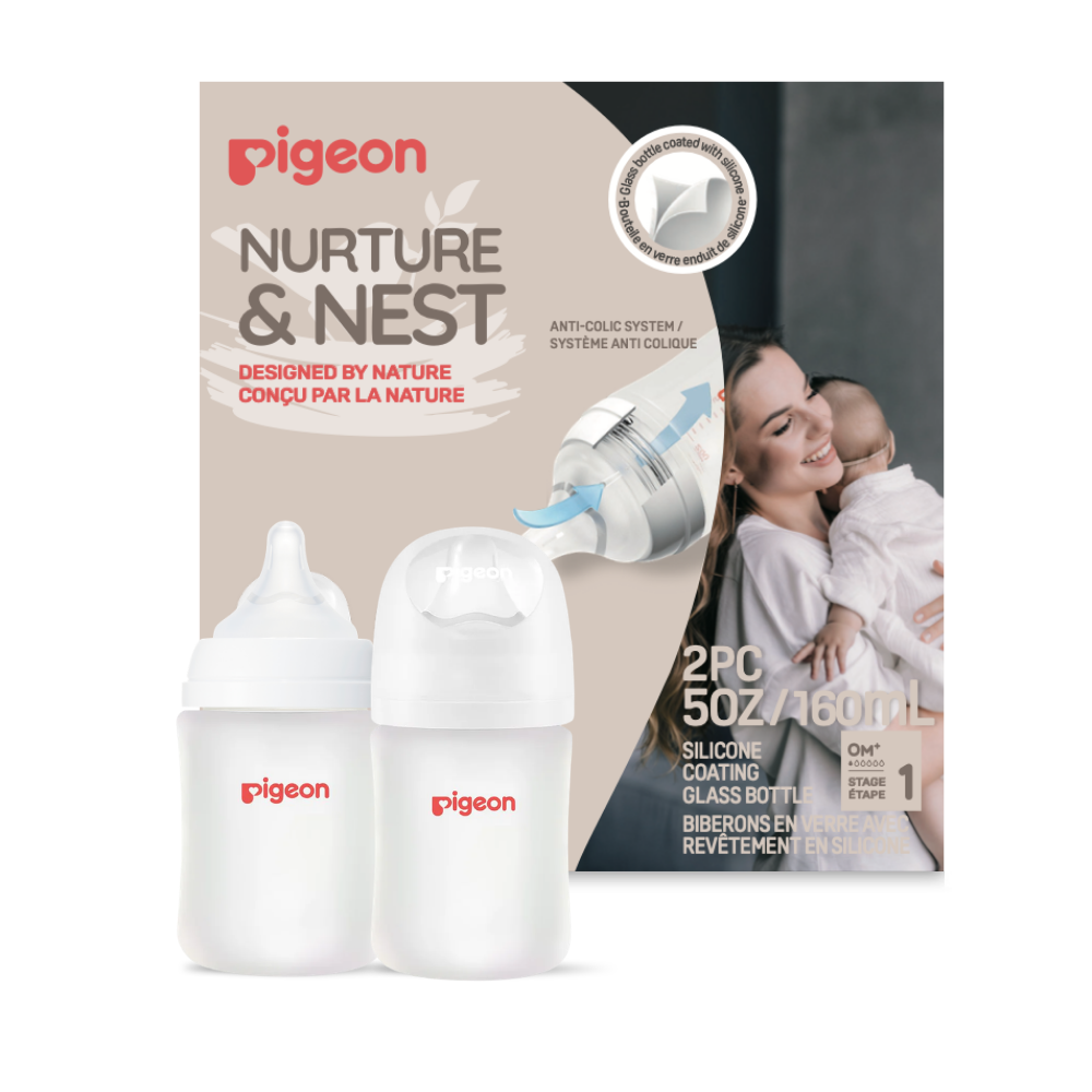 Silicone Coated Glass Bottle 5oz with SS Nipple (0M+) - 2 pack
