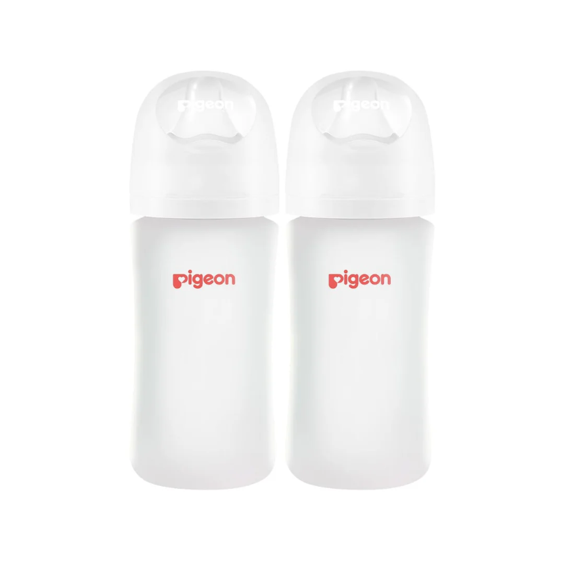 Silicone Coated Glass Bottle 8oz with M Nipple (3M+) - 2 pack